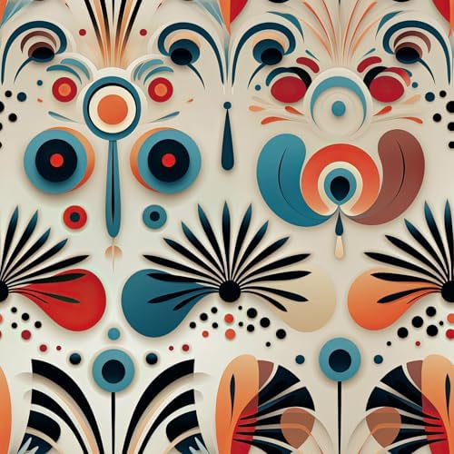 FLFK Boho Peel and Stick Wallpaper 16" x 256" Bold Colorful Abstract Leaf Wall by FLFK