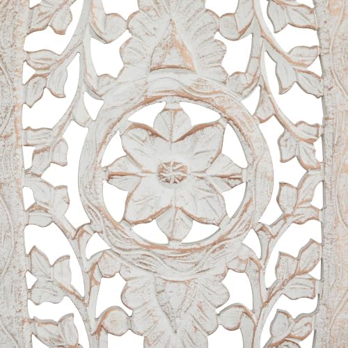 Deco 79 Wooden Floral Handmade Home Wall Decor Intricately Carved Wall Sculpture - Image 4