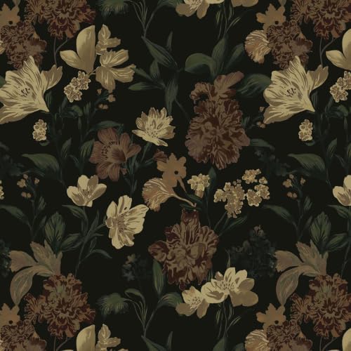 Dimoon Dark Floral Wallpaper Peel and Stick Vintage Contact Paper Textured by DIYYOURMOON