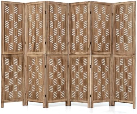 GIANTEX 6 Panel Folding Room Divider, Wood Privacy Screen by Giantex