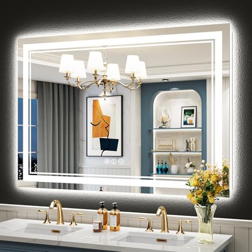 50x36 LED Bathroom Mirror, Backlit & Front Lit Lighted Mirror by Awandee