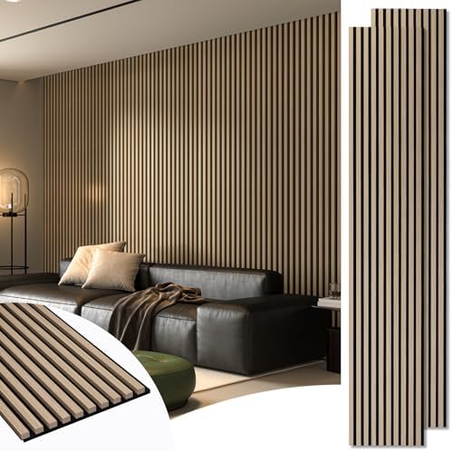Art3d 108 x 12 in 3D Fluted Soundproof Wood Slat Wall Panel by Art3d