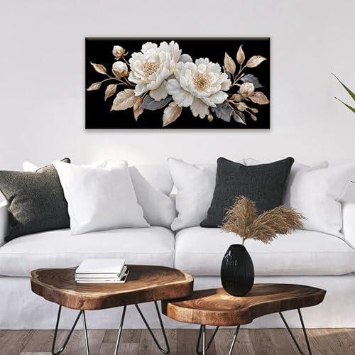 Elegant White Flower Wall Art Prints 20"x40" Canvas Wall Art - Image 3