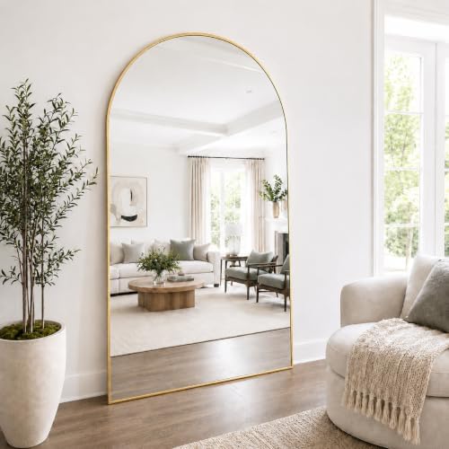 90''x46'' Oversized Full Length Mirrors, Arched Floor Mirror - Image 3