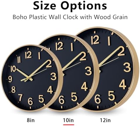 HZDHCLH 10 Inch Wall Clock Battery Operated Silent Non Ticking Black Modern - Image 5