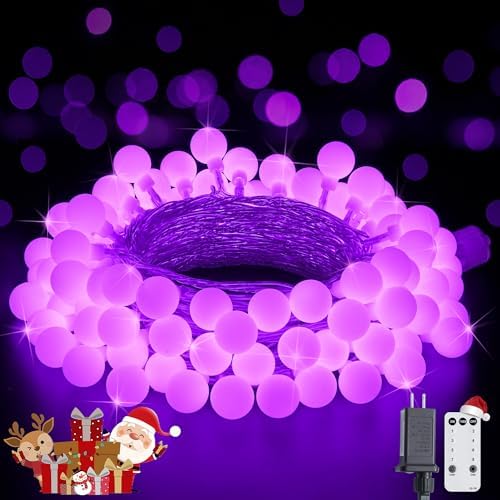 JMEXSUSS Connectable 100 LED Globe Purple Halloween Lights Indoor 8 Modes by JMEXSUSS