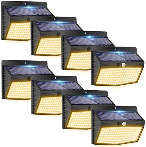 Peasur 8 Pack Solar Motion Sensor Lights Outdoor Waterproof by Peasur