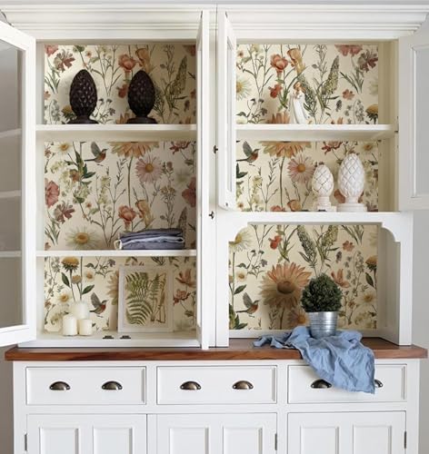 Livebor Vintage Floral and Bird Wallpaper Peel and Stick 16.9” x 118.1” - Image 4