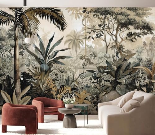 Moody Neutral Tropical Jungle Botanical Wallpaper - Image 2