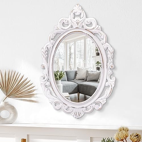 White Oval Mirrors with Frame White Vintage Wall MirrorArendahl Traditional by Lzuso