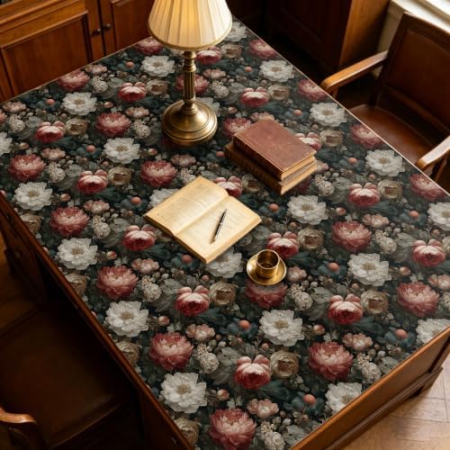 BOKEBEVE Dark Floral Wallpaper Peel and Stick Retro Black 17.5 x 118In - Image 3