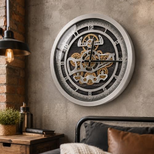 October Elf 18 Inch Large Moving Gear Wall Clock - Image 5