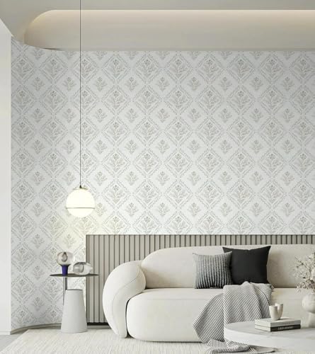 Kitico Peel and Stick Retro Bohemian Wallpaper Light Beige Contact Paper Flower - Image 7