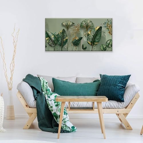 Tropical Green Leaf Accent Canvas Wall Art Decor - Image 3