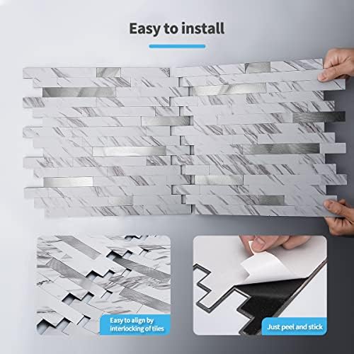 Art3d Faux Stone Peel & Stick Backsplash Tile, Plain White Marble - Image 6