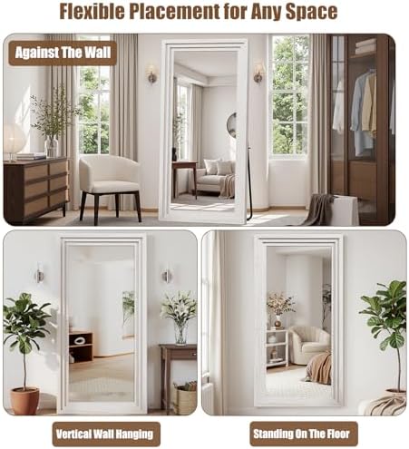Wood Full Length Mirror 71"x30", Large Solid Wood Frame Floor Mirror - Image 4