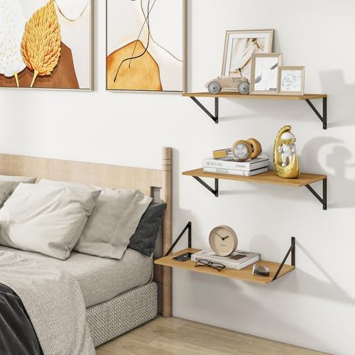 Heimlove 24W x 12D Deep Floating Shelves Set of 3 Oak - Image 6