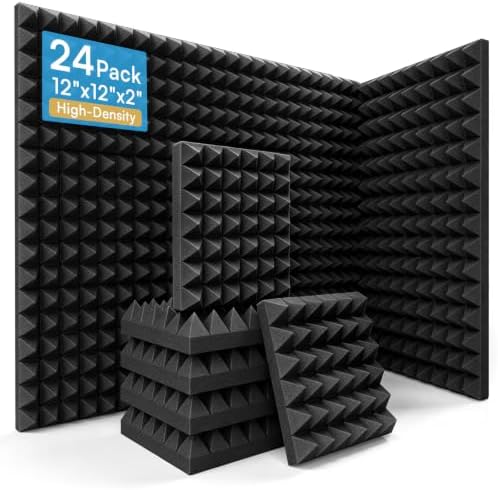 24 Pack Pyramid Acoustic Foam Panels by AUSLET