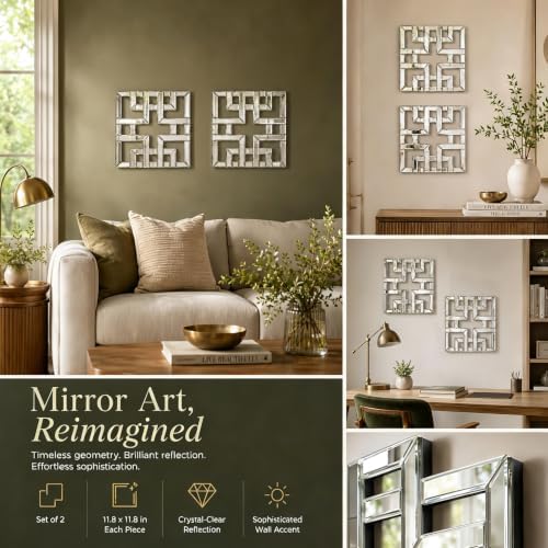 Square Decorative Wall Mirror 12 x 12 Inch, Modern Wall Mounted Accent Mirror - Image 7