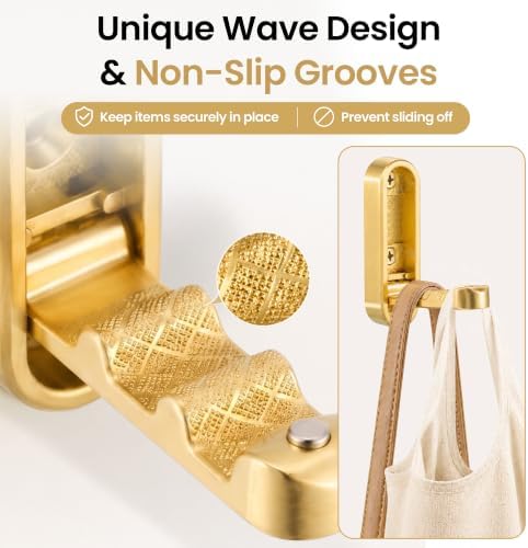 Foldable Wall Hooks, 40lb Heavy Duty, Zinc Alloy, 6 Pack - Image 3