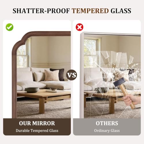 WallBeyond Wooden Framed Wall Mirror, Natural Wood Bathroom Vanity Mirror - Image 4