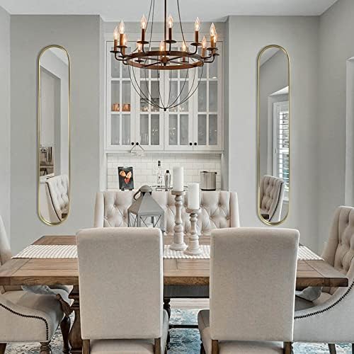 OUSHUAI Gold Full Length Oval Mirror, Narrow Capsule Long Mirrors - Image 6