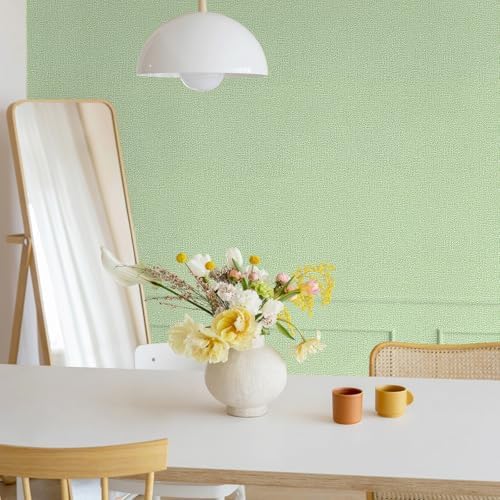 Peel and Stick Grasscloth Wallpaper Texture 17.3 x 80 Inch Green Faux Linen - Image 5
