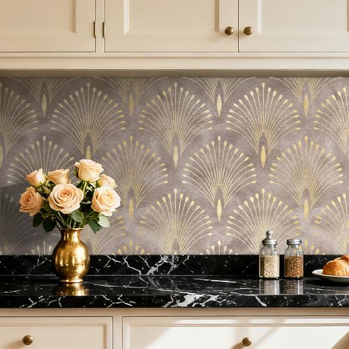 Art Deco Peel and Stick Wallpaper Peacock Feather Geometric Vintage Elegant - Image 7