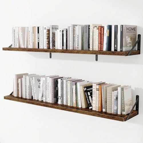 Deep Wall Shelves 55"W x 8"D Engineered Wood Floating Shelves by Venusmiles