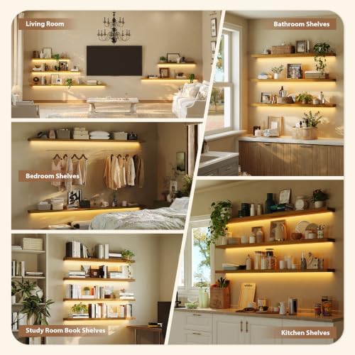 ROGMARS 72 Inches Long Walnut Floating Shelves - Image 5