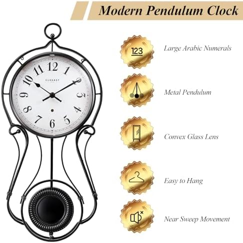 CLXEAST 20" Modern Pendulum Wall Clock - Image 3