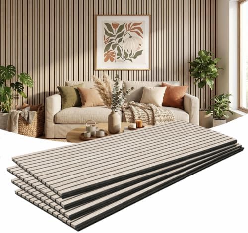 Acoustic Wall Panels, 4 Pack 47.2"x23.6" Noise Dampening Wood Slat Panels by HRYJ%EF%BC%9AFurnitureEssentials