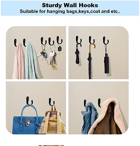Kruodop 4 Pack Wall Hooks Wall Mounted Coat Hooks - Image 6
