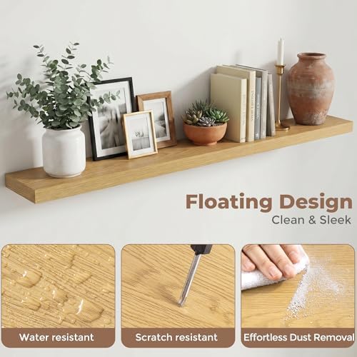 72 Inch Floating Shelves for Wall, Oak Finish - Image 4