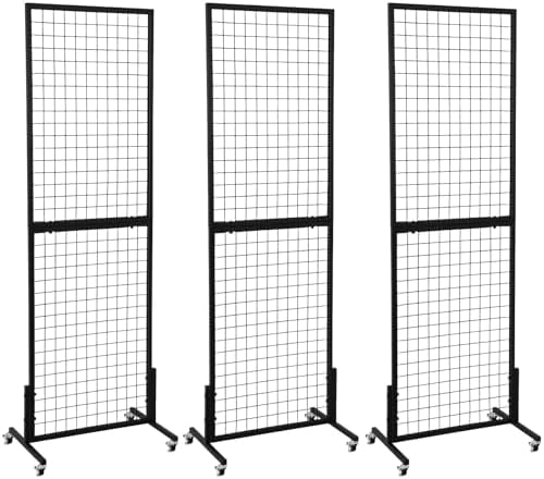 3 Packs 1.8' x 5.7' Grid Wall Panels Standing Wire Grid, Display Rack by OUDUCK