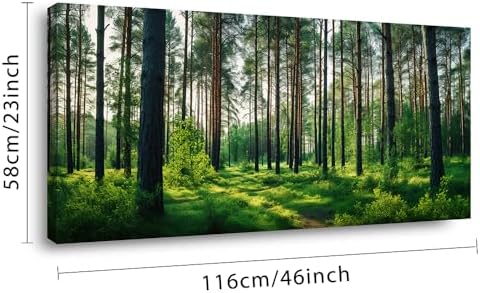 Calm Forest Landscape Wall Art for Living Room Office Green Canvas Painting - Image 2