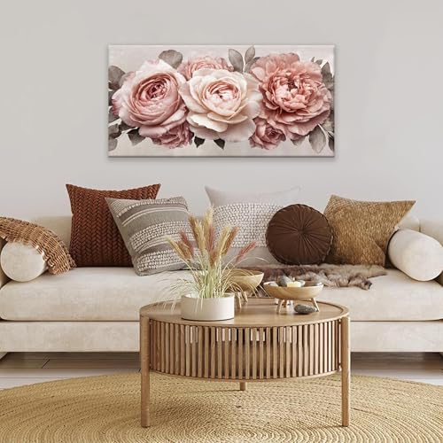 TAIJXAGSG Canvas Art Wall Decor Pink Flowers Print Paintings Flower White Wall - Image 3