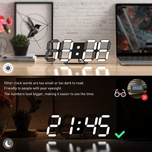 3D LED Desk & Wall Clock with Remote Control, 9.7 Inch - Image 2