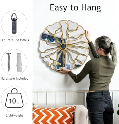 Gold Wall Mirrors Decorative, 32” Large Round Mirrors - Image 3