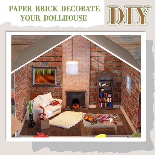 Flutesan 12 Pcs Miniature Dollhouse Wallpaper, 4 Styles - Image 3