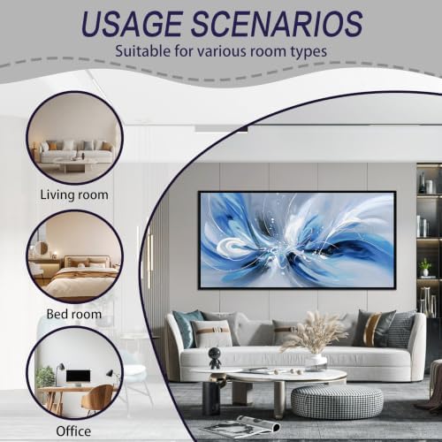 Blue White and Gray Abstract Canvas Wall Art - Image 6