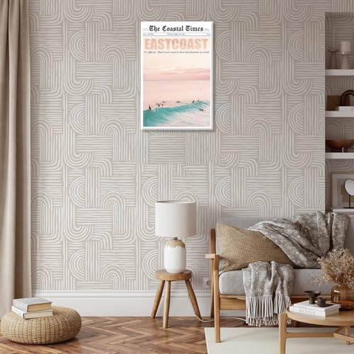 Bittiler Vintage Eastcoast Newspaper Surf Beachy Posters Orange And Blue Beach - Image 5