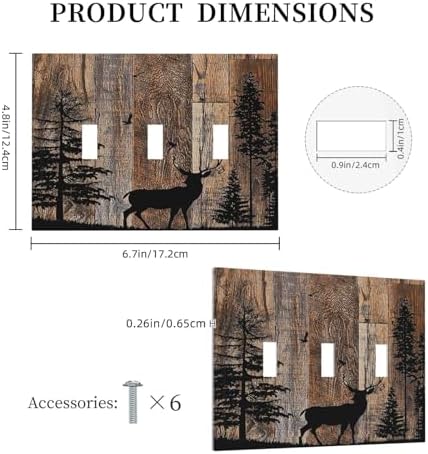 Decorative Switch Plates Rustic Forest Antler Elk Deer Silhouettes Animals Wood - Image 5