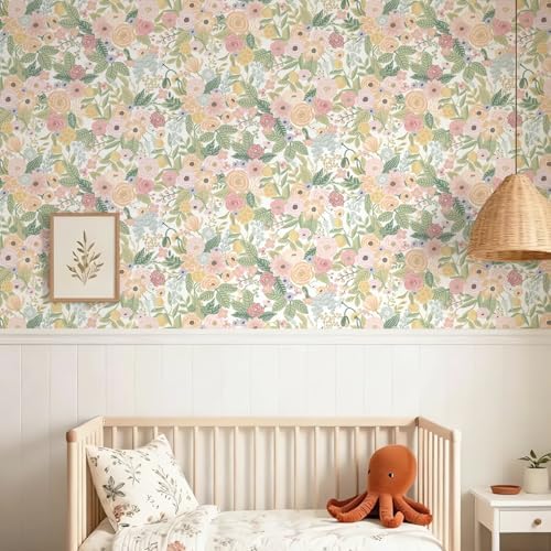 Ismoon Peel and Stick Wallpaper Boho Pink Floral Contact Paper 16.1" x 197" - Image 3