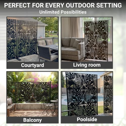 Metal Privacy Screen Outdoor – 72in Decorative Laser Cut Steel Garden Divider - Image 5