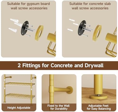 ONBRILL L2 Wall Mounted Closet System, Industrial Pipe Clothing Rack - Image 6