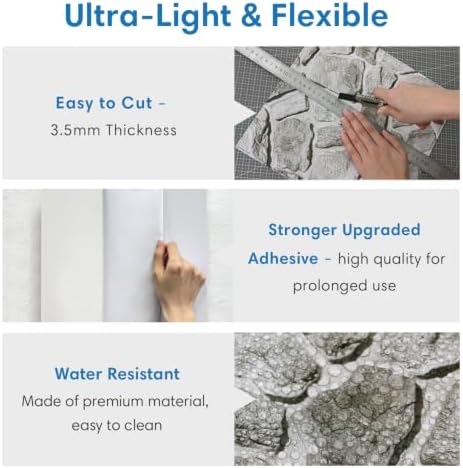 COMSTICKC 3D Peel and Stick Faux Stone Wall Panels - Image 4
