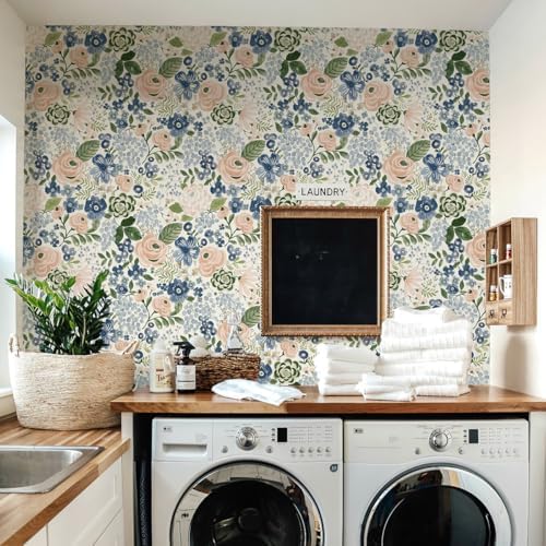 Wudnaye Blue Floral Peel and Stick Wallpaper - Image 4