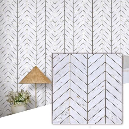 Commomy 3D Faux Wood Peel and Stick Wall Tiles 10 Pcs 11.8" x 11.8" by CommomyDecor