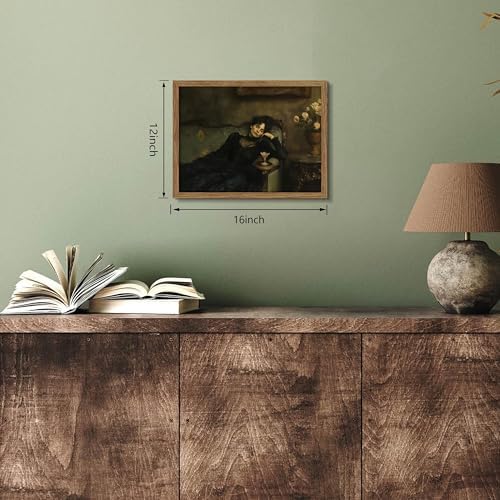 Framed Vintage Victorian Wall Art, Moody Woman Reclining on Sofa Canvas Poster - Image 4